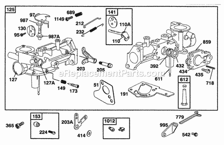 Carburetor Assy Diagram and Parts List for 093232-0040-01  Briggs and Stratton Engine
